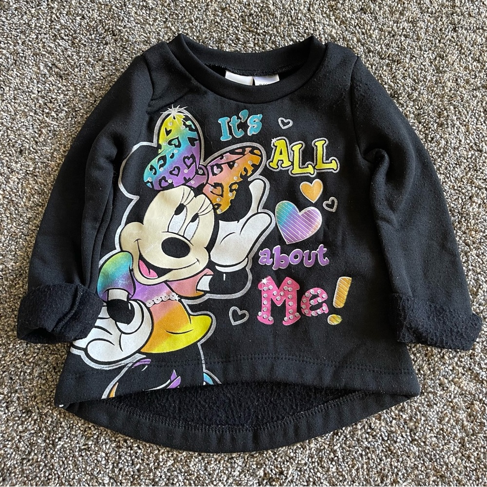New! Disney Black Minnie Mouse Sweat Shirt